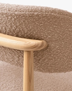 SCAUN DINING/BIROU EVAN, ROZ PUDRA, TAPITAT CU TAPITERIE DIN TEXTIL BOUCLE BALOO SI LEMN MASIV, MICADONI - Img 4
