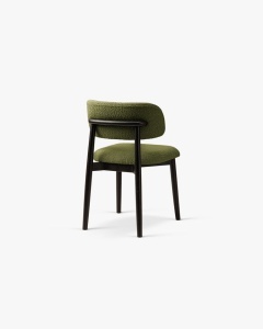 SCAUN DINING/BIROU EVAN, VERDE MASLINIU INCHIS, TAPITAT CU TAPITERIE DIN TEXTIL BOUCLE BALOO SI LEMN MASIV, MICADONI - Img 2