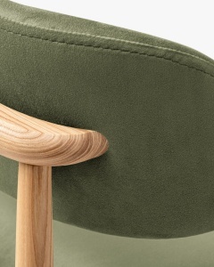 SCAUN DINING/BIROU EVAN, VERDE, TAPITAT CU TAPITERIE DIN TEXTIL CATIFEA MAGIC VELVET SI LEMN MASIV, MICADONI - Img 4