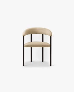 SCAUN DINING/BIROU LEA, BEJ/NEGRU, TAPITAT CU TAPITERIE DIN TEXTIL BOUCLE BALOO SI METAL, MICADONI