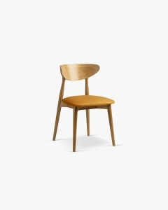 SCAUN DINING/BIROU LEON, GALBEN MUSTAR, TAPITAT CU TAPITERIE DIN TEXTIL CATIFEA MAGIC VELVET SI LEMN MASIV, MICADONI - Img 1