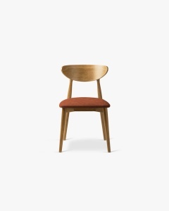 SCAUN DINING/BIROU LEON, PORTOCALIU, TAPITAT CU TAPITERIE DIN TEXTIL CHENILLE REBEL SI LEMN MASIV, MICADONI