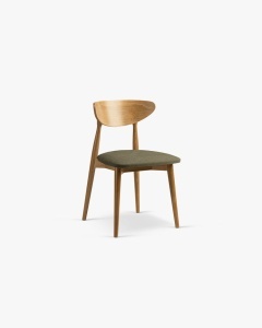 SCAUN DINING/BIROU LEON, VERDE DESCHIS, TAPITAT CU TAPITERIE DIN TEXTIL CHENILLE REBLE SI LEMN MASIV, MICADONI