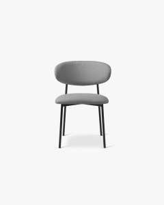 SCAUN DINING/BIROU NINA, GRI CALD, TAPITAT CU TAPITERIE DIN TEXTIL STRUCTURAT BJORN SI METAL, MICADONI - Img 3