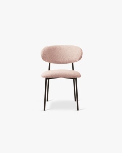 SCAUN DINING/BIROU NINA, ROZ PUDRA, TAPITAT CU TAPITERIE DIN TEXTIL BOUCLE BALOO SI METAL, MICADONI - Img 3