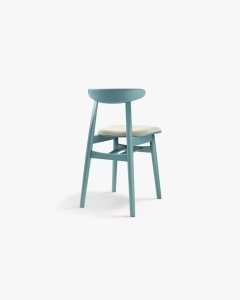 SCAUN DINING/BIROU OSOS, BEJ DESCHIS/TURCOAZ, TAPITAT CU TAPITERIE DIN TEXTIL CATIFEA VENUS SI LEMN MASIV, MICADONI - Img 3