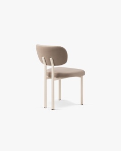 SCAUN DINING/BIROU SAM, BEJ MIGDALA, TAPITAT CU TAPITERIE DIN TEXTIL CATIFEA MAGIC VELVET SI METAL, MICADONI - Img 3