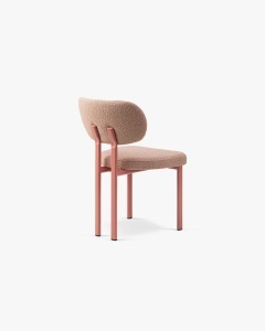 SCAUN DINING/BIROU SAM, ROZ PUDRA, TAPITAT CU TAPITERIE DIN TEXTIL BOUCLE BALOO SI METAL, MICADONI - Img 3