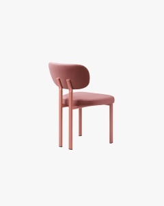 SCAUN DINING/BIROU SAM, ROZ, TAPITAT CU TAPITERIE DIN TEXTIL CATIFEA MAGIC VELVET SI METAL, MICADONI - Img 3
