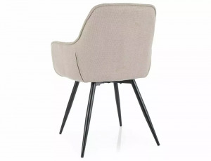 SCAUN DINING CHERRY, BEJ 24/NEGRU MAT, TAPITERIE DIN STOFA BJORN SI PICIOARE DIN METAL, STIL MODERN - Img 3