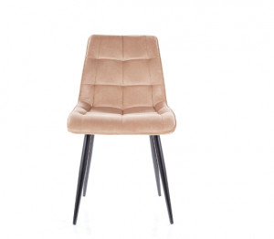 SCAUN DINING CHIC, BEJ BLUVEL 28/NEGRU MAT, TAPITERIE DIN CATIFEA SI PICIOARE DIN METAL, STIL MODERN - Img 4