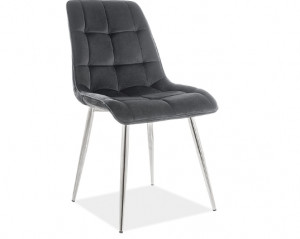 SCAUN DINING CHIC, NEGRU BLUVEL 19/CROM, TAPITERIE DIN CATIFEA SI PICIOARE DIN METAL, STIL MODERN