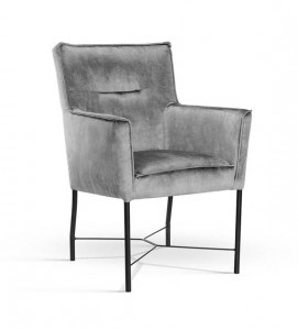 SCAUN DINING CORVUS, GRI INCHIS/NEGRU, TAPITERIE DIN CATIFEA SI PICIOARE DIN METAL, STIL MODERN