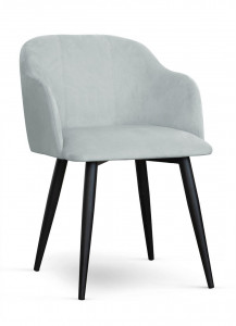 SCAUN DINING DANEZ, GRI/NEGRU, TAPITERIE DIN CATIFEA SI PICIOARE DIN METAL, STIL MODERN