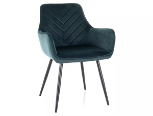 SCAUN DINING FIG, VERDE BLUVEL 78/NEGRU MAT, TAPITERIE DIN CATIFEA SI PICIOARE DIN METAL, STIL MODERN