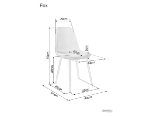 SCAUN DINING FOX, GRI 49/NEGRU, TAPITERIE DIN STOFA SI PICIOARE DIN METAL, STIL MODERN - Img 2