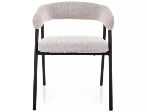 SCAUN DINING, GRI 258/NEGRU MAT, TAPITERIE DIN TEXTIL SI PICIOARE DIN METAL, STIL MODERN - Img 2