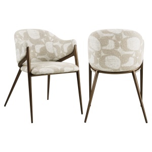 SCAUN DINING, GWEN, REALIZAT DIN METAL, FURNIR LEMN SI TEXTIL, CULOARE NATUR/ALAMA, DESIGN DEOSEBIT, RICHMOND INTERIORS
