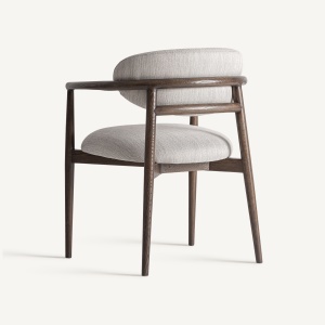 SCAUN DINING HARI, REALIZAT DIN LEMN DE FRASIN SI TEXTIL, CULOARE BEJ/GRI, REALIZAT MANUAL, VICAL HOME - Img 4