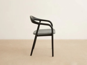 SCAUN DINING, ILLA, DIN TEXTIL SI LEMN, GRI/NEGRU, MICADONI, STIL MODERN - Img 3