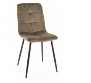 SCAUN DINING IVO, OLIVE BLUVEL 77/NEGRU MAT, TAPITERIE DIN CATIFEA SI PICIOARE DIN METAL, STIL MODERN