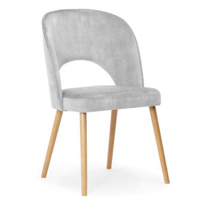 SCAUN DINING JAZZ, GRI/STEJAR, TAPITERIE DIN CATIFEA SI PICIOARE DIN LEMN, STIL MODERN