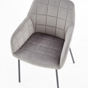 SCAUN DINING K305, GRI/NEGRU, CU TAPITERIE DIN CATIFEA SI PICIOARE DIN METAL, STIL MODERN - Img 4