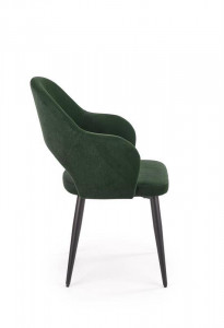 SCAUN DINING K364, VERDE INCHIS/NEGRU, CU TAPITERIE DIN STOFA FINA SI PICIOARE DIN METAL, STIL MODERN - Img 2