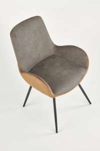 SCAUN DINING K392, GRI/MARO/NEGRU, CU TAPITERIE DIN STOFA FINA SI PICIOARE DIN METAL, STIL MODERN - Img 2