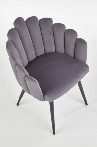 SCAUN DINING K410, GRI/NEGRU, CU TAPITERIE DIN CATIFEA SI PICIOARE DIN METAL, STIL MODERN - Img 2