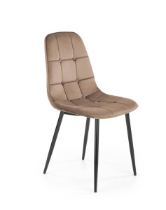 SCAUN DINING K417, BEJ/NEGRU, CU TAPITERIE DIN CATIFEA SI PICIOARE DIN METAL, STIL MODERN