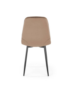 SCAUN DINING K417, BEJ/NEGRU, CU TAPITERIE DIN CATIFEA SI PICIOARE DIN METAL, STIL MODERN - Img 2