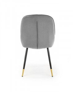 SCAUN DINING K437, GRI/NEGRU/AURIU, CU TAPITERIE DIN CATIFEA SI PICIOARE DIN METAL, STIL MODERN - Img 2