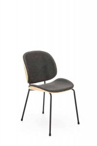 SCAUN DINING K467, STEJAR NATURAL/GRI, DIN PAL, STOFA SI PICIOARE DIN METAL , STIL MODERN