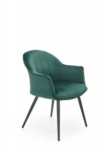 SCAUN DINING K468, VERDE INCHIS/NEGRU, TAPITERIE DIN CATIFEA SI PICIOARE DIN METAL , STIL MODERN - Img 3