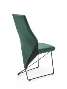 SCAUN DINING K485, VERDE INCHIS/NEGRU, CU TAPITERIE DIN CATIFEA SI PICIOARE DIN METAL, STIL MODERN - Img 2