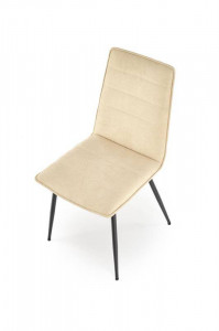 SCAUN DINING K493, BEJ/NEGRU, CU TAPITERIE DIN STOFA SI PICIOARE DIN METAL, STIL MODERN - Img 2