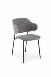 SCAUN DINING K497, GRI/NEGRU, CU TAPITERIE DIN STOFA SI PICIOARE DIN METAL, STIL MODERN - Img 3
