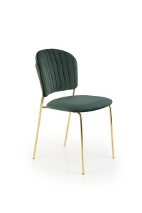 SCAUN DINING K499, VERDE/AURIU, CU TAPITERIE DIN CATIFEA SI PICIOARE DIN METAL, STIL MODERN