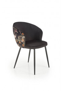 SCAUN DINING K506, MULTICOLOR/NEGRU, CU TAPITERIE DIN CATIFEA SI PICIOARE DIN METAL, STIL MODERN