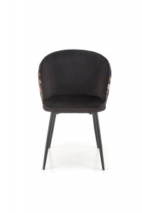 SCAUN DINING K506, MULTICOLOR/NEGRU, CU TAPITERIE DIN CATIFEA SI PICIOARE DIN METAL, STIL MODERN - Img 2