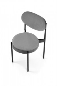 SCAUN DINING K509, GRI/NEGRU, CU TAPITERIE DIN CATIFEA SI PICIOARE DIN METAL, STIL MODERN - Img 2