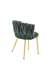 SCAUN DINING K517, VERDE INCHIS/AURIU, CU TAPITERIE DIN CATIFEA SI PICIOARE DIN METAL, STIL MODERN - Img 4