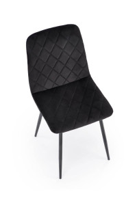 SCAUN DINING K525, NEGRU/NEGRU, TAPITERIE DIN CATIFEA SI PICIOARE DIN METAL, STIL MODERN - Img 8