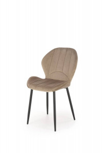 SCAUN DINING K538, BEJ/NEGRU, TAPITERIE DIN CATIFEA SI PICIOARE DIN METAL, STIL MODERN