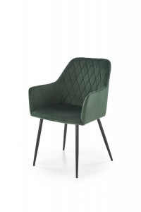 SCAUN DINING K558, VERDE/NEGRU, TAPITERIE DIN CATIFEA SI PICIOARE DIN METAL, STIL MODERN