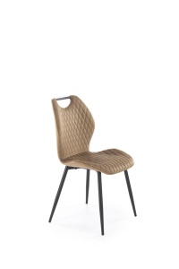 SCAUN DINING K569, BEJ 11/NEGRU, TAPITERIE DIN CATIFEA SI PICIOARE DIN METAL, STIL MODERN