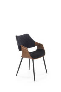 SCAUN DINING K586, NUC/NEGRU, TAPITERIE DIN CATIFEA SI LEMN SI PICIOARE DIN METAL, STIL MODERN