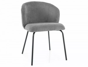 SCAUN DINING KEVIN, GRI 11/NEGRU MAT, TAPITERIE DIN STOFA VARDO SI PICIOARE DIN METAL, STIL MODERN