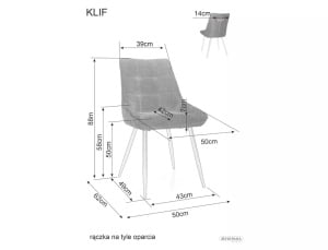 SCAUN DINING KLIF, BEJ 34/NEGRU MAT, TAPITERIE DIN STOFA BJORN SI PICIOARE DIN METAL, STIL MODERN - Img 5